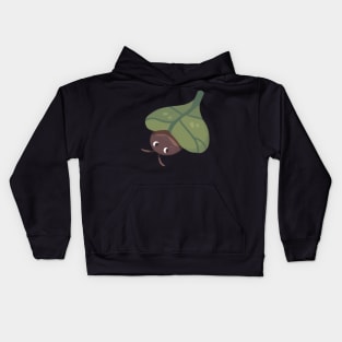 roach hiding under leaf Kids Hoodie